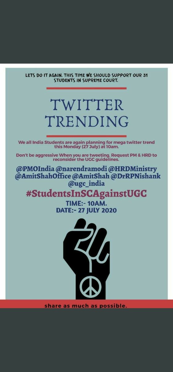 JaguriDhani's tweet photo. "Believe me a great victory is waiting for you" +ve
Both sir @advocate_alakh and mam @anubha1812 have worked hard to provide justice to the final year students. @DrRPNishank @HRDMinistry @narendramodi @PMOIndia
#31StudentsInSCForJustice
#CancelExamsInCovid
#cancelallexams https://t.co/P4S0SHmljF