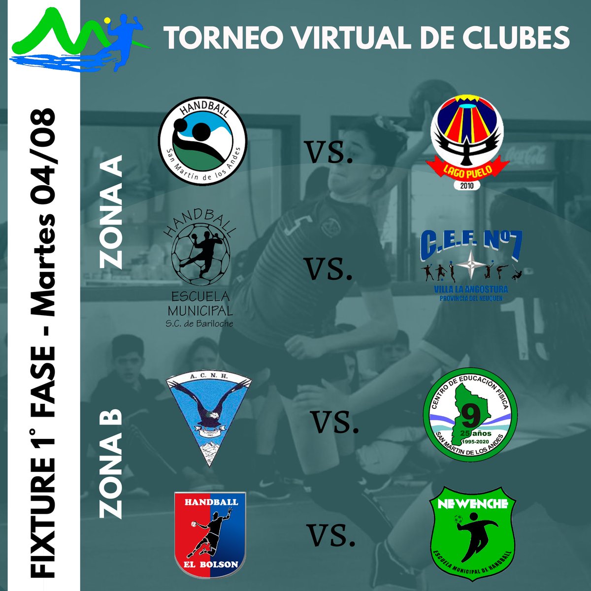 🔹️ TORNEO VIRTUAL DE CLUBES 🔹️⠀
Compartimos el fixture de la primera fase del torneo en el que se cruzan los clubes de la misma zona.⠀
⠀
Anda a nuestra cuenta de instagram y mira el reglamento para participar!
⠀
MAÑANA ARRANCAMOS EL TORNEO 🤾‍♂️🥅🤾🏼‍♀️