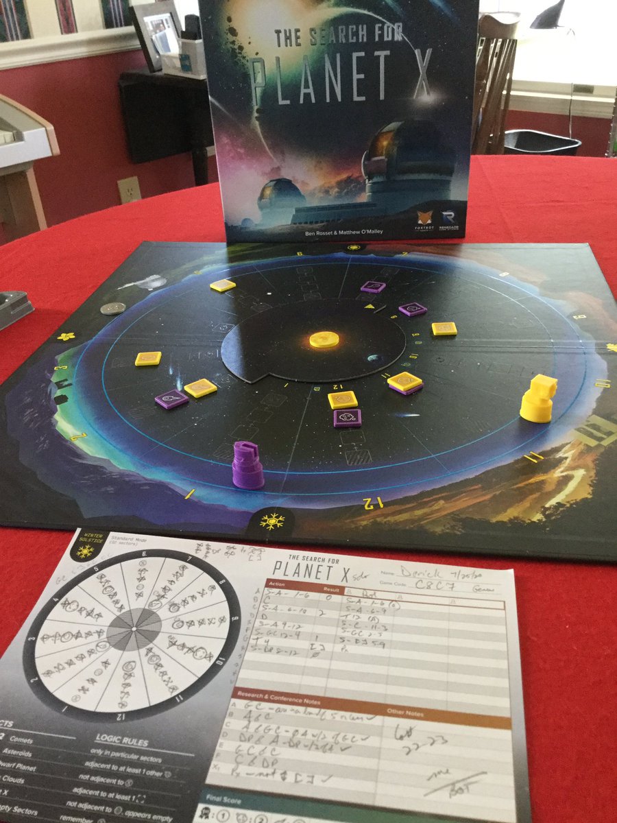 dkopff's tweet photo. Tough loss to the Bot (by 1 point). First try at hardest level on standard side of board. #boardgames #tabletopgames #bgg #tabletopgaming #searchforplanetx https://t.co/4h28TM0naR