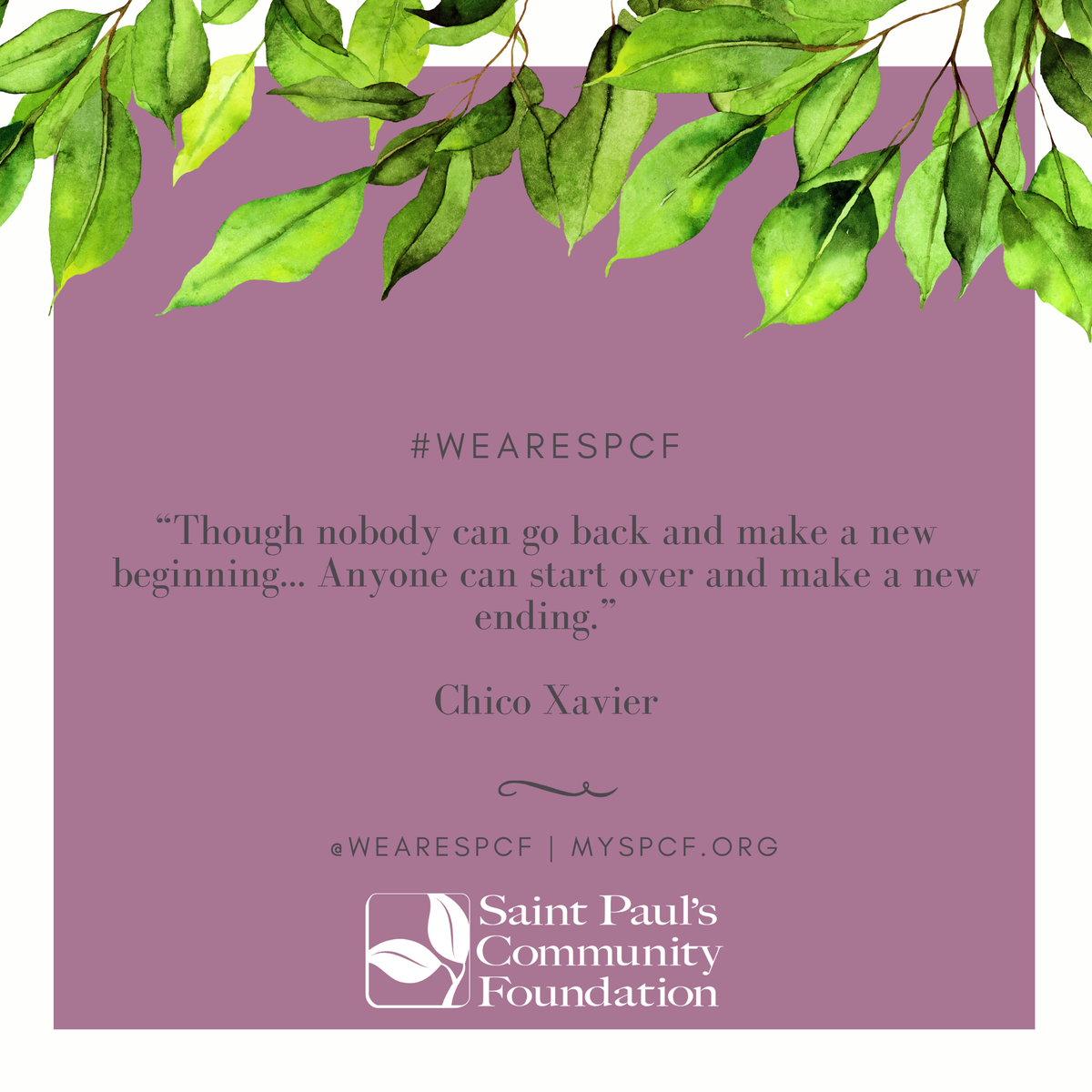 WeAreSPCF's tweet photo. You have a privilege. A new beginning every morning. Every second. 

#wearespcf #newbeginnings #beginagain #RVA https://t.co/zmfrxVPaME