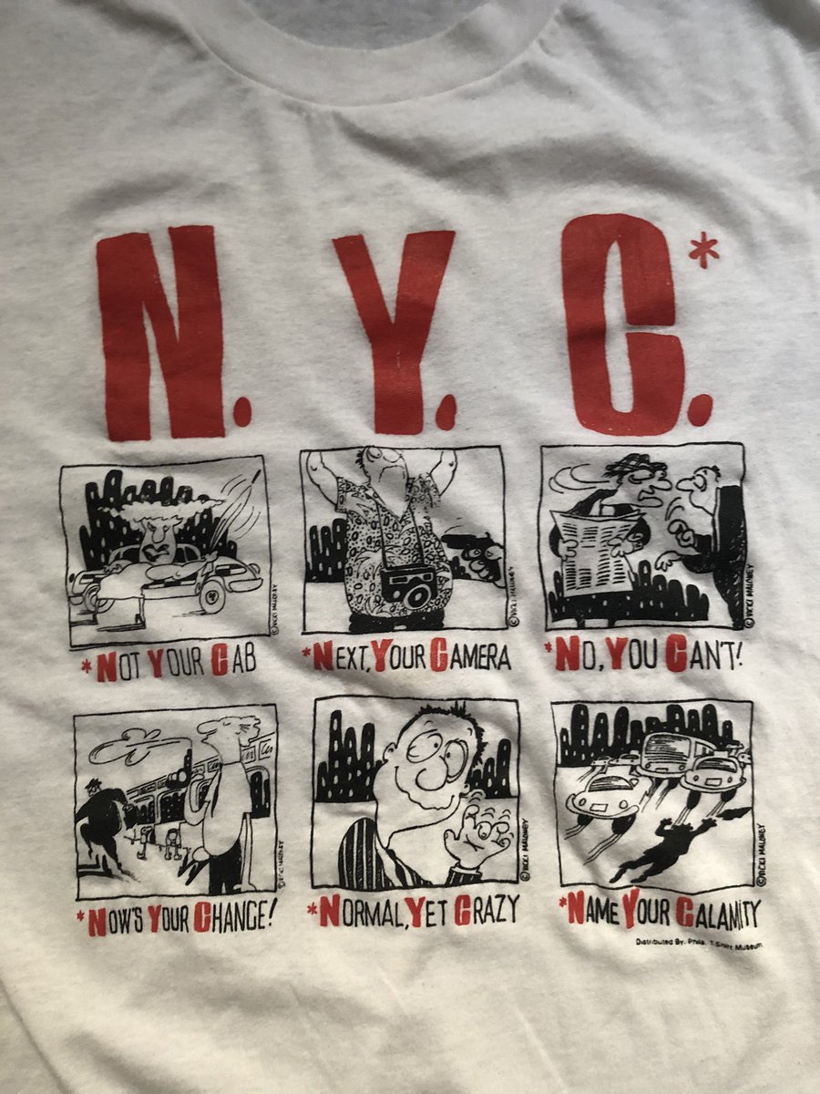Lei_Takanashi's tweet photo. A tourist T-shirt that concisely captures what NYC used to be like. https://t.co/SA3LPuEquM