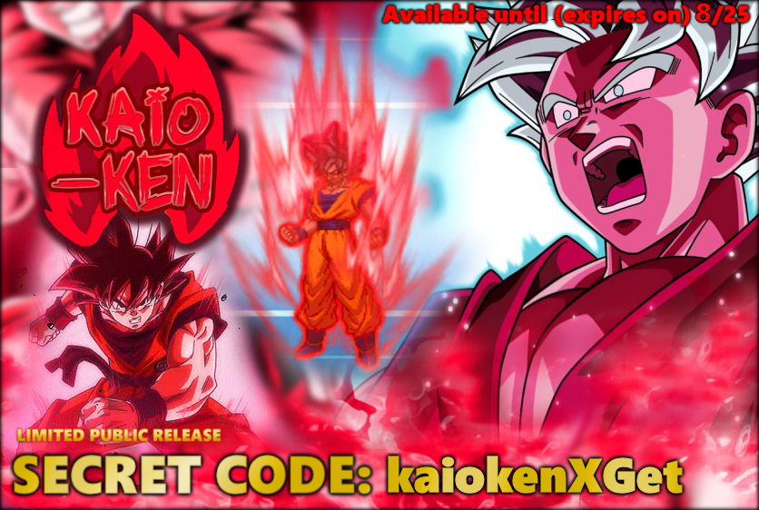 DBZ Fusion Generator on X: LIMITED PUBLIC KAIOKEN - Early Access Release!  Enter the code: kaiokenXGet to unlock Kaioken! The secret early access code  will expire on 8/25. (expect more codes soon!)
