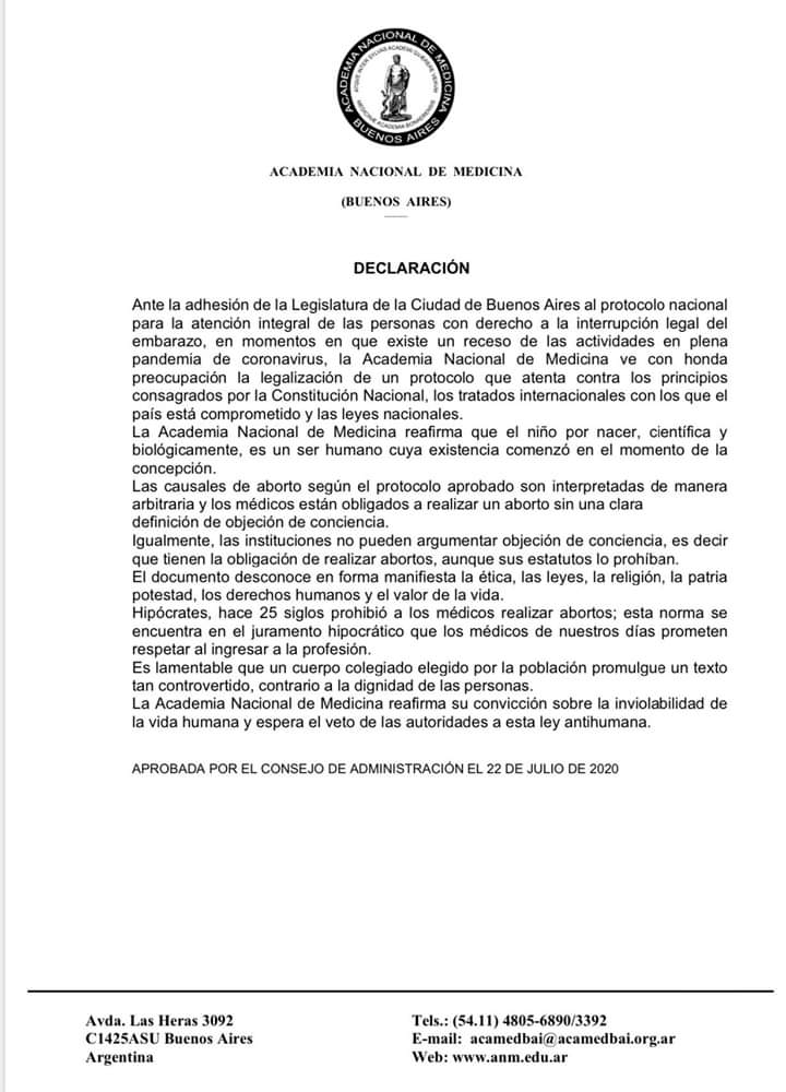 PDCdeArgentina's tweet photo. Los demócrata-cristianos hacemos nuestras cada una de las palabras de la Academia Nacional de Medicina
#ProtocoloIlegal
#TodaVidaVale https://t.co/KxGosVVMOk