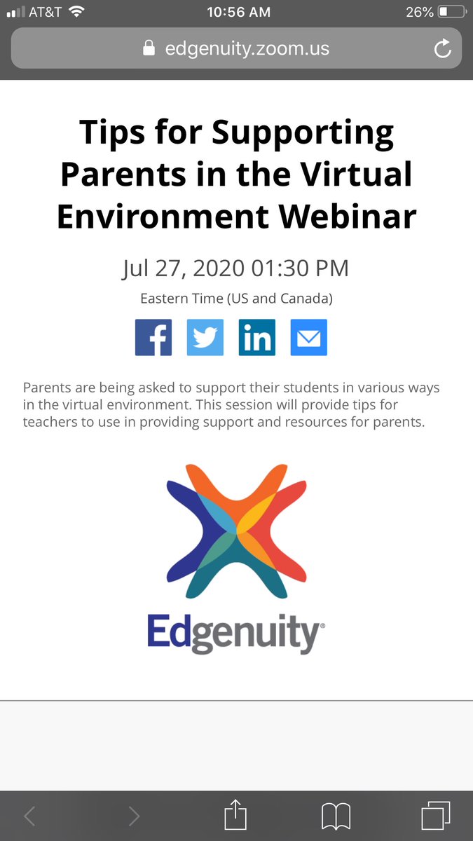 Leading a free web session on Monday at 12:30pm CST for teachers who use Edgenuity’s Courseware or Pathblazer - I want to share some parent resources with you: edgenuity.zoom.us/webinar/regist…  #edtech #edgenuity <a href="/EdgenuityInc/">Edgenuity (now Imagine Learning)</a> #oklaed
