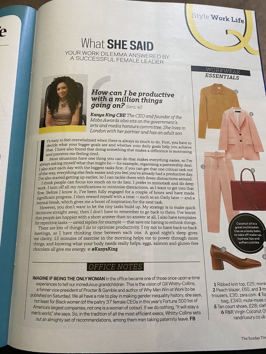 Kanya King CBE (@kanyaking) on Twitter photo I am in The Sunday Times style - proud to have been featured in <a href="/bernardineEvari/">Bernardine Evaristo</a> guest edit of @TheSTStyle of the women shaping the future. Thank you for featuring me in the guest column, What She Said, a high-profile slot that celebrates female leaders around the world. 🙏🏽🙌🏾👏🏽 I am in The Sunday Times style - proud to have been featured in <a href="/bernardineEvari/">Bernardine Evaristo</a> guest edit of @TheSTStyle of the women shaping the future. Thank you for featuring me in the guest column, What She Said, a high-profile slot that celebrates female leaders around the world. 🙏🏽🙌🏾👏🏽