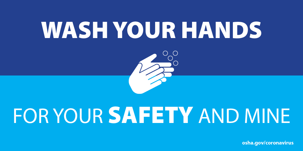 USDOL's tweet photo. Protect yourself and coworkers from the #coronavirus.
• Stay 6+ feet away from others
• Wear a facemask
• Wash your hands regularly, with soap
Get more tips on workplace safety and the #coronavirus: https://t.co/t7mVV9FQ2f #KeepWorkersSafe https://t.co/vCzuPPaHh3