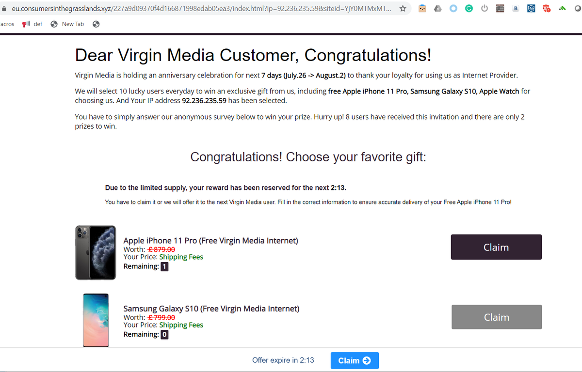 It's interesting from a few points - my IP address shows that I'm a Virgin' customer lol. And the date automatically updates accordingly to the current time. I met this type of easy-to-conduct fraud many times in the past.