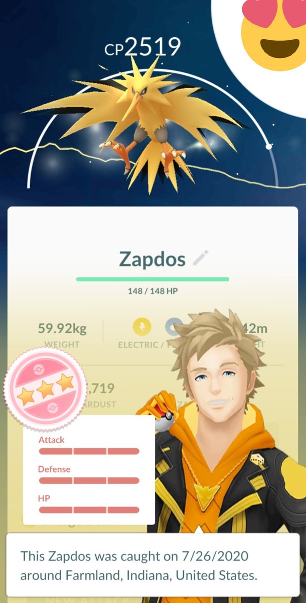 ProfRedwood0802's tweet photo. I have extraordinary news! Your valiant and hard-working Professor has finally gotten his first 4* Pokemon!

(I covered up a Messenger chat head for privacy's sake) https://t.co/gWYiYlJOmo