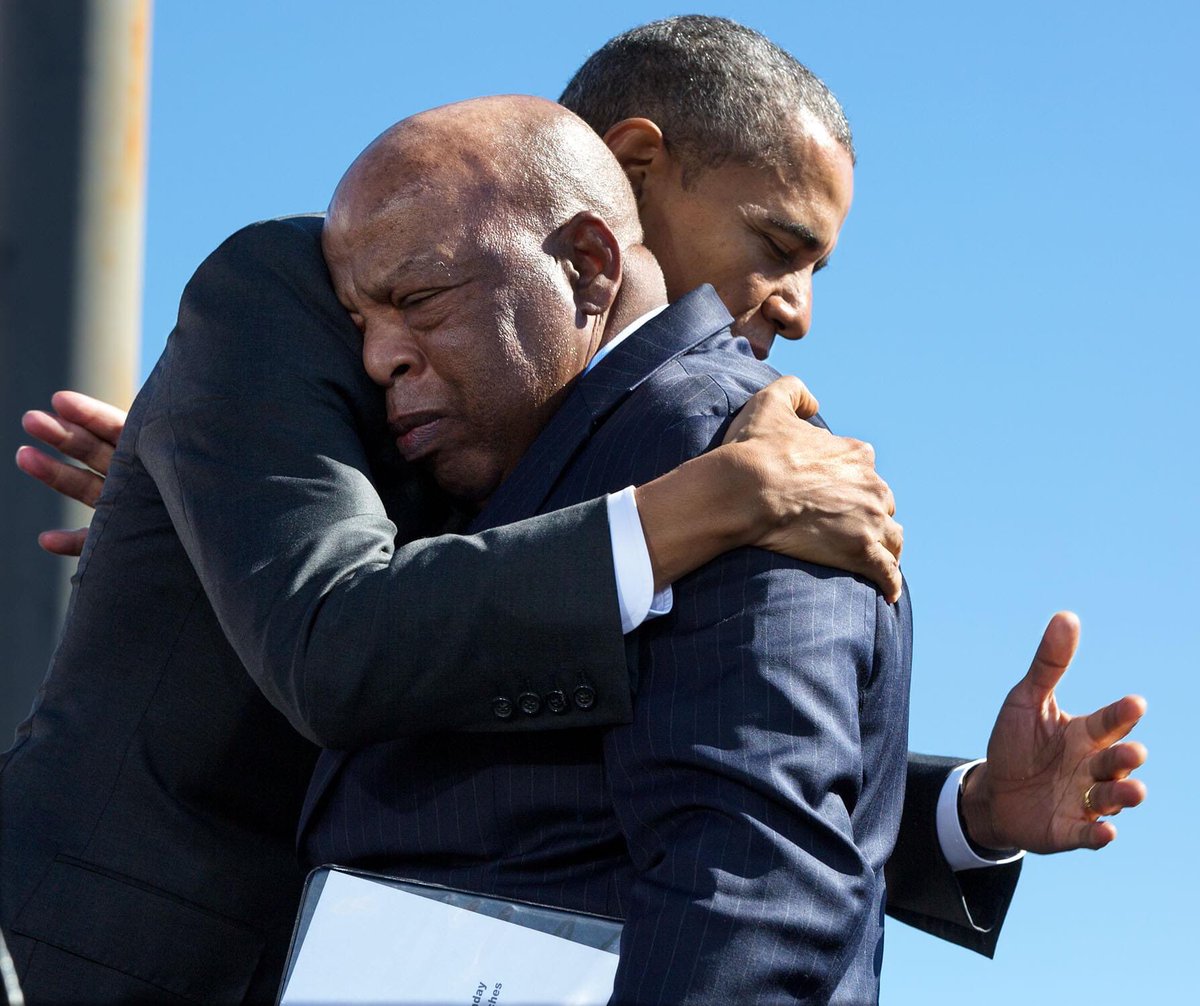 As Obama left his swearing in, Lewis approached him with a sheet of paper and asked the new President, the first black President, to sign it. And he did. He wrote, “Because of you, John. Barack Obama.” Watching as his casket crosses what I hope will soon be the John Lewis Bridge.