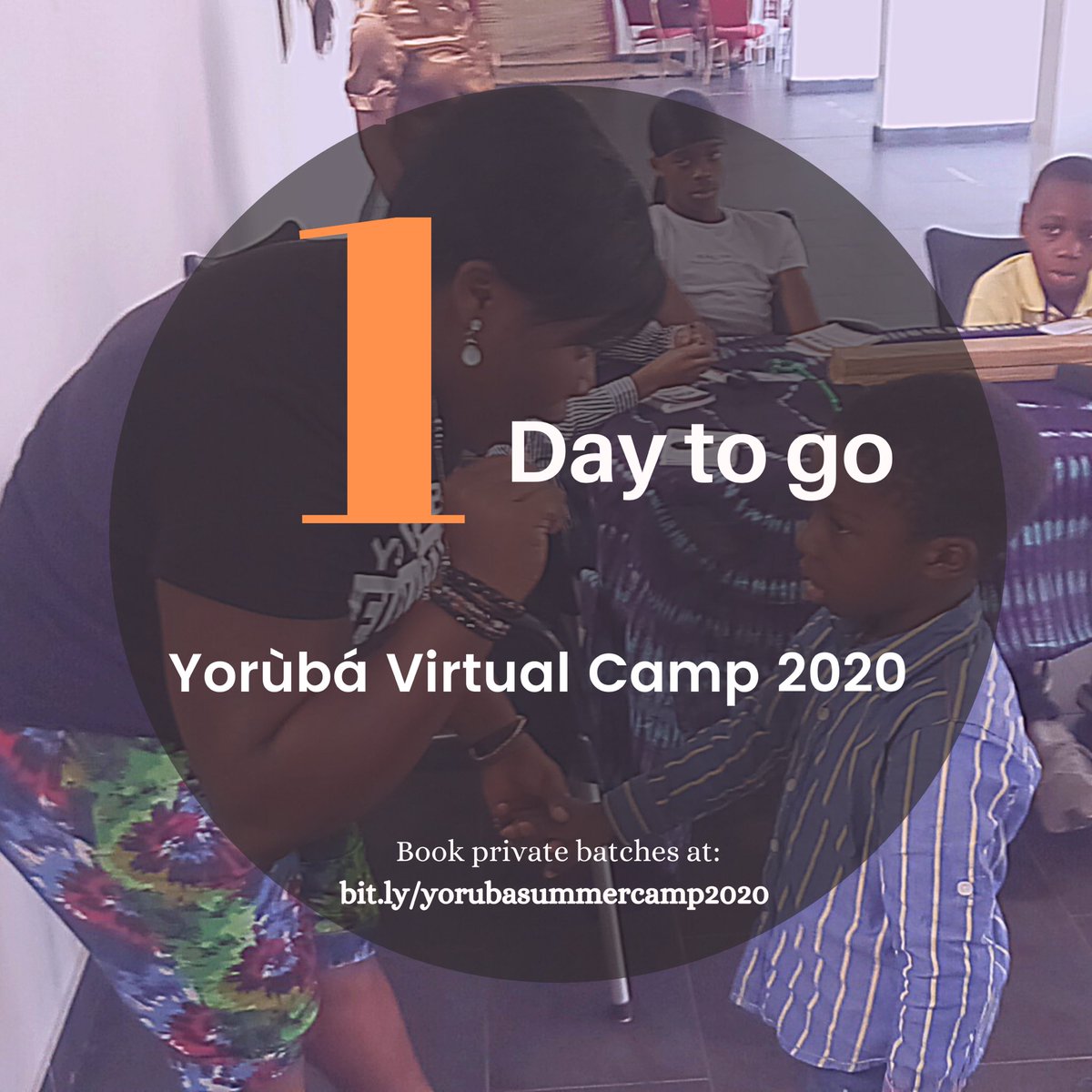 iyayoruba's tweet photo. Our Yorùbá Virtual Camp starts tomorrow.

Did you validate your child's registration yet? Check your mails...

We look forward to tomorrow.

#YorubaSummerCamp2020 #Summer2020 #SummerCamps #VirtualCamps #YorubaCamp #LanguageLearning #LanguageCamp  #ChildrenCamp #IyaYoruba https://t.co/IyJNmnaG7h