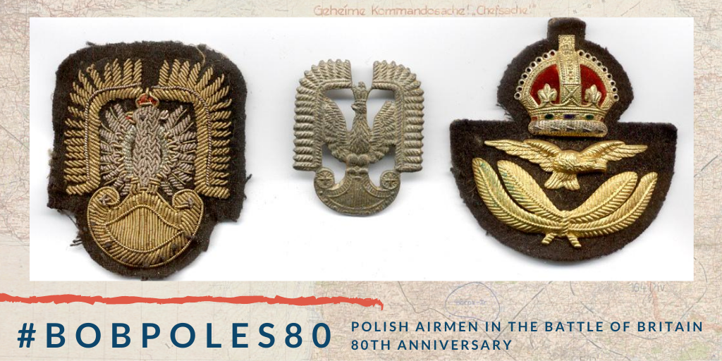 Polish Air Force eagles with hussars’ wings replaced RAF cap insignia in September 1940. #BoBPoles80 #BoBPoles #BattleofBritain80