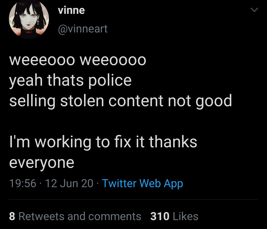 niteblogging's tweet photo. ♡ vinneart tracing thread ~ ♡
they used to be one of my fav artists before I found out they trace, so i'm putting everything in a thread here!! https://t.co/P9Td0EpJcE