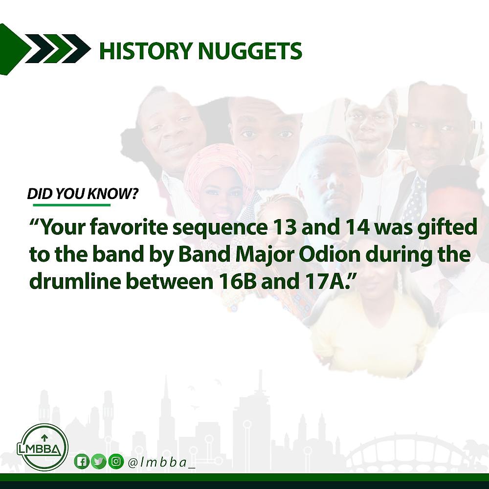 lmbba_'s tweet photo. Sequence 13 and 14 was gifted to the band by the Band Major @odionogbeide
.
.
#LMBBA
#HistoryNuggets. https://t.co/z4kGfXkrat