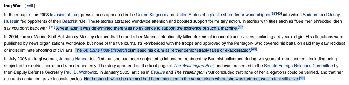 Then there's the victim testimony. It's very difficult to reject Victim Testimony, makes you feel like a Holocaust Denier or something, but some facts need to be laid out clearly: the USA *knows* this. They know how well "atrocity propaganda" works. https://en.wikipedia.org/wiki/Atrocity_propaganda