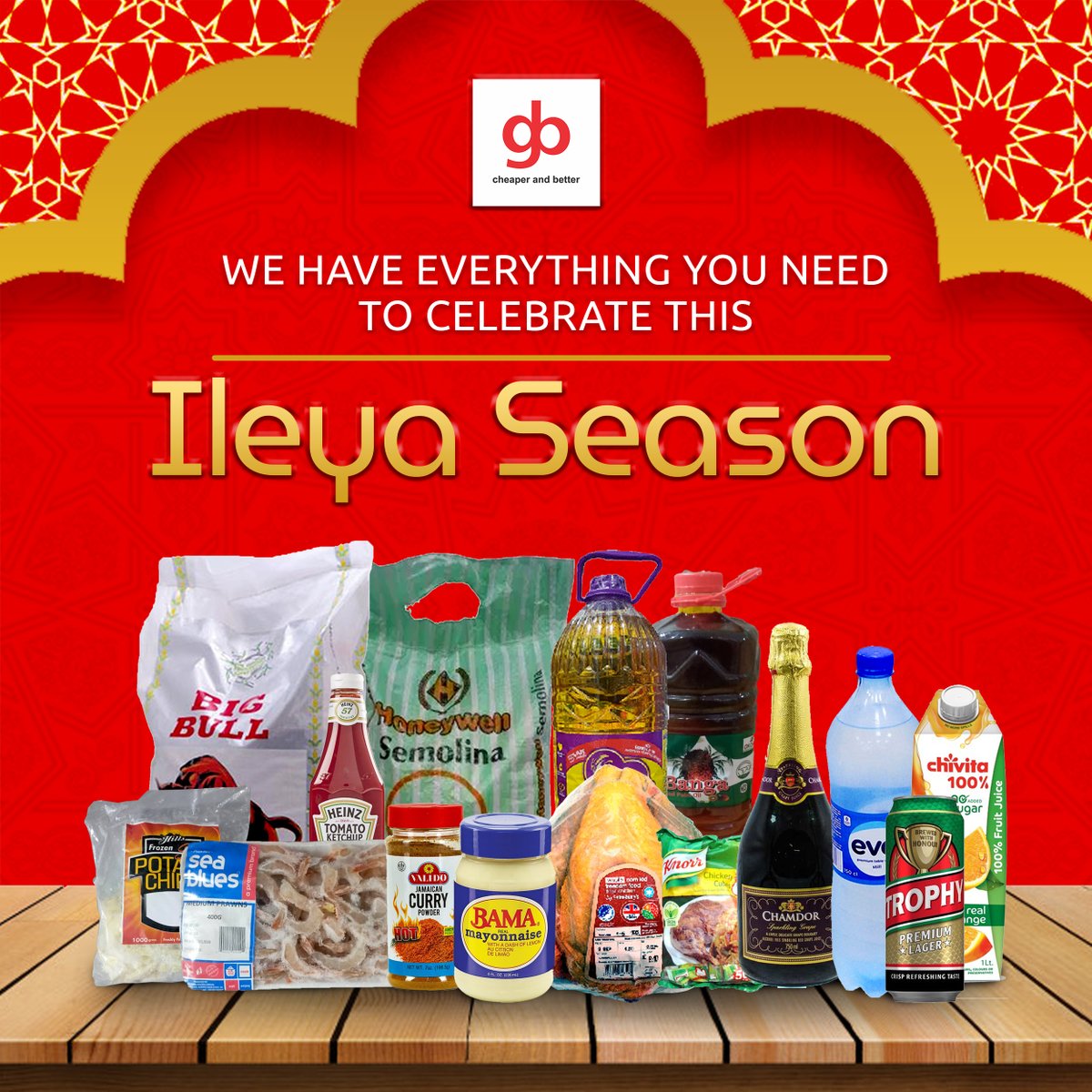 gbgrocerystore's tweet photo. During this Ileya season, grocery bazaar has got you covered with a variety of products to choose from. Visit any of stores today to get what you will need for your Ileya celebration, at the best of prices. 

#ileyaloading #grocerybazaar #gb #cheaperandbetter https://t.co/8u2iQ9ssLZ