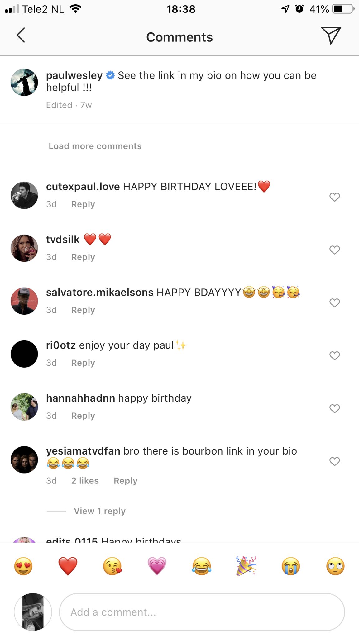 People are seriously commenting happy birthday under paul wesley s blackout tuesday post um 