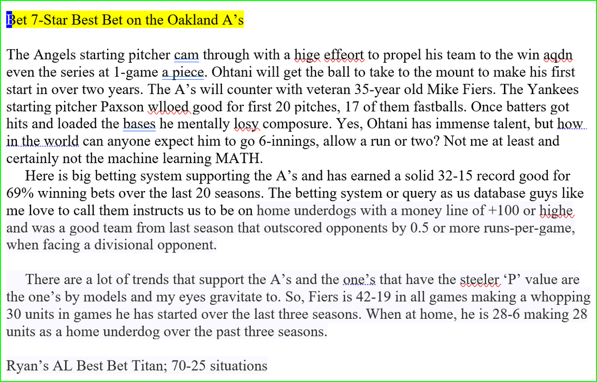 JohnRyanSports1's tweet photo. 2nd + last best bet of the day on the Oaklnd A's. Several vet starters struggled yesterday most notably Paxson. Now, Ohtani take the ball for the 1st time in almost2 seasons. Free picks @DBearmanESPN @Vig_it @OakTribNews https://t.co/zCRWssGSGy