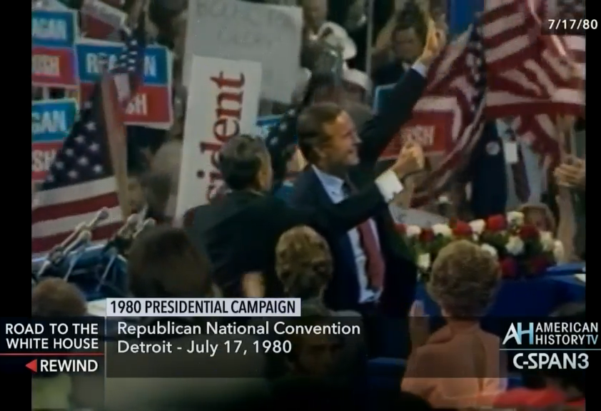 1980 R: "I went to the Republican convention in Detroit knowing the vice presidency was a possibility, but I did not expect it. ... No one was more surprised than I was when I answered the phone in my hotel suite and Ronald Reagan was on the other end of the line."-George HW Bush
