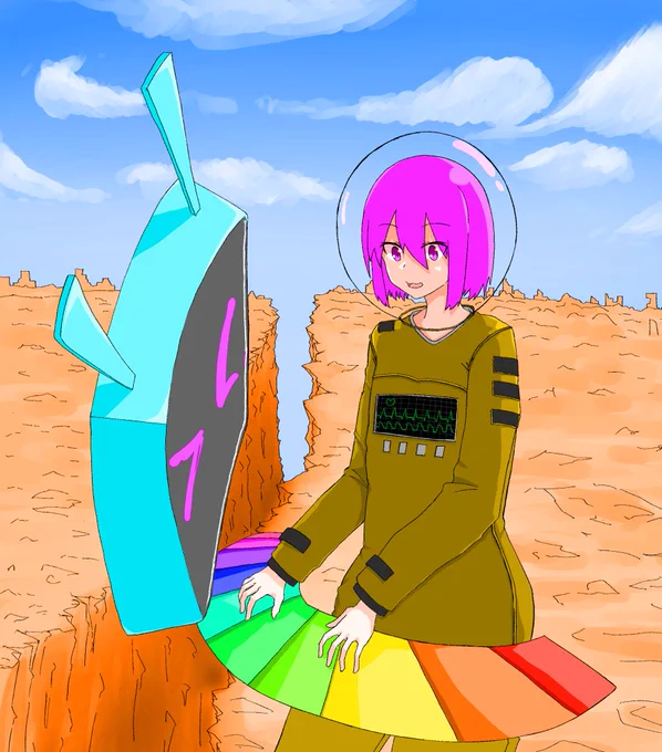 #絵を彩度100にすると超派手
そんなに変わらないって思ったけど元の絵がくすんで見えて草なんだ 