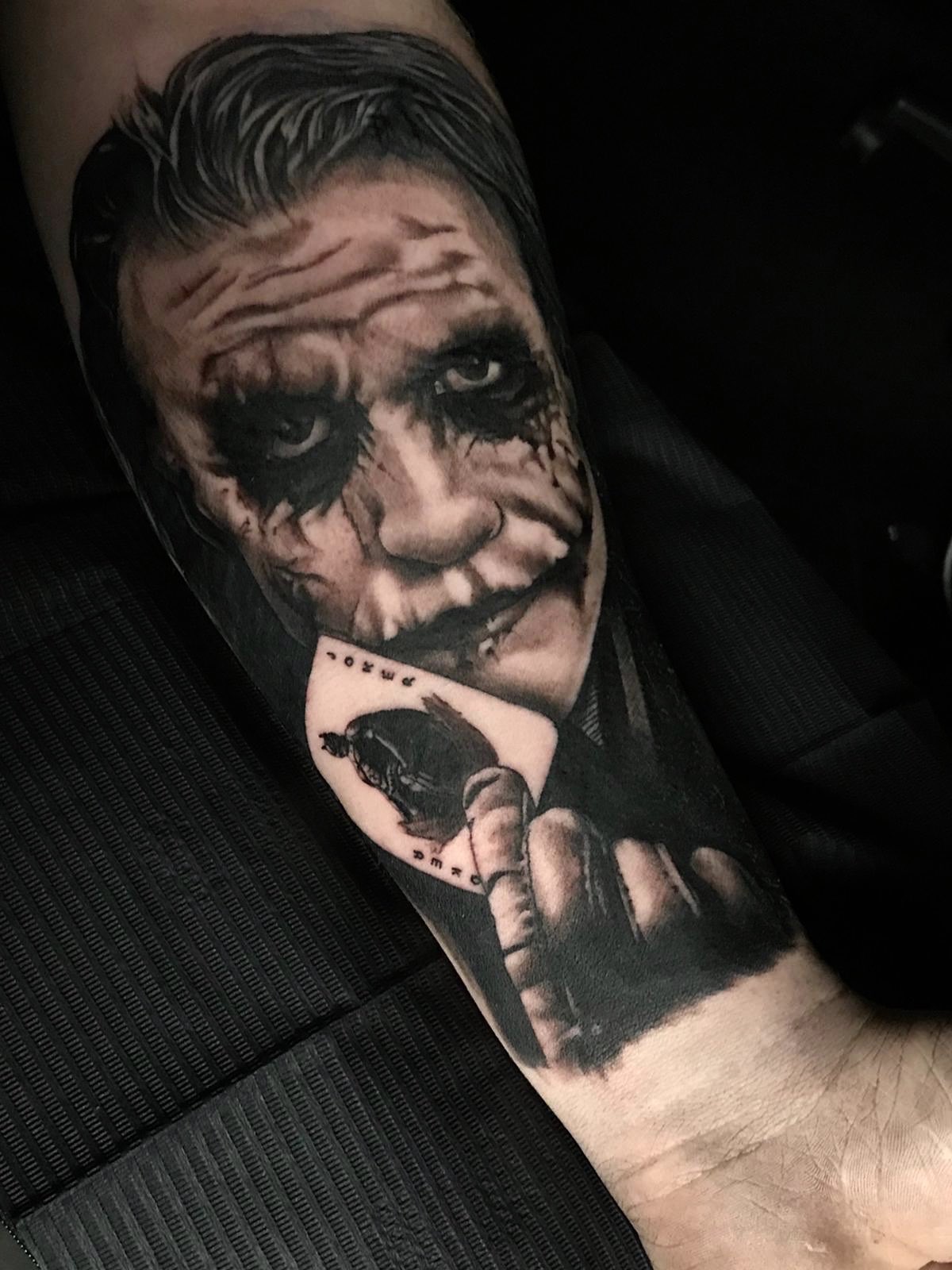 Heath Ledger joker on forearm by Lisa  Chameleon Tattoo  Facebook