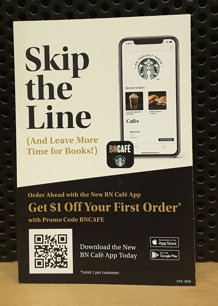 BNCedarRapids's tweet photo. Have you heard about our NEW Barnes and Noble Café app?! Pre-order your drinks and treats today, and get $1 off your first order with the promo code BNCAFE! We have limited, socially distant seating available for dine-in. #skiptheline #bncaféapp https://t.co/2w24yVwWmN