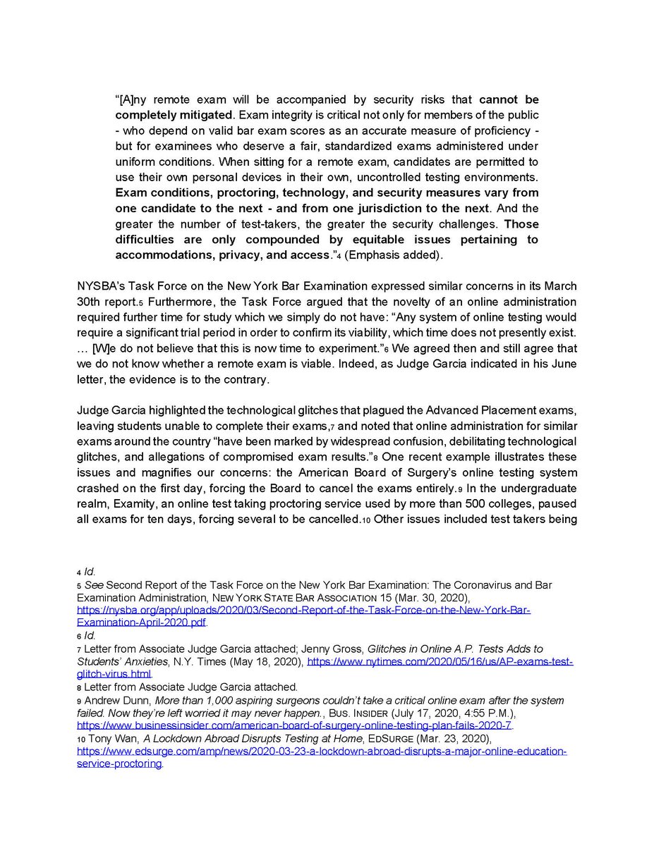 I am also sharing, in two installments, a letter that the New York State Law Grad Coalition sent recently to the  @NYSBA. It outlines some of the major problems with administering an online bar exam. 1/2