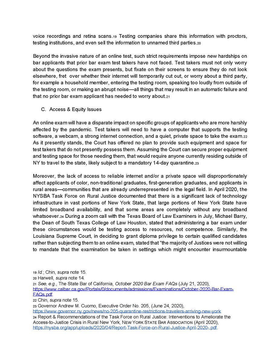 I am also sharing, in two installments, a letter that the New York State Law Grad Coalition sent recently to the  @NYSBA. It outlines some of the major problems with administering an online bar exam. 1/2