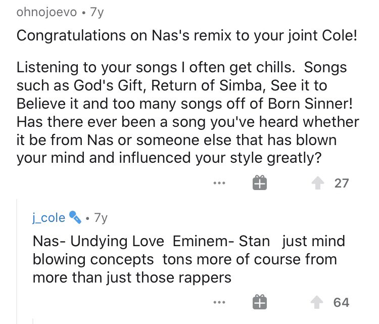 Cole talks about some of his favorite music outside of his own, legendary artists