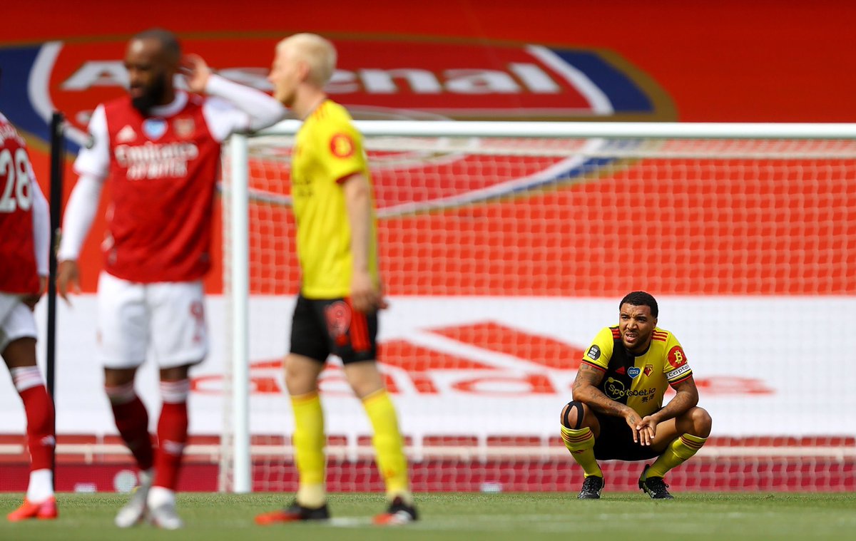 afcstuff's tweet photo. 14th October 2017 -
Troy Deeney on Arsenal’s 2-1 loss to Watford: “There’s a reason why they lost &amp; it wasn’t because of one penalty. It’s [having] a bit of cojones, a bit of nuts.”

26th July 2020 -
Arsenal beat Watford 3-2 to relegate them to the Championship.

😬 @T_Deeney https://t.co/als6VNFrIS