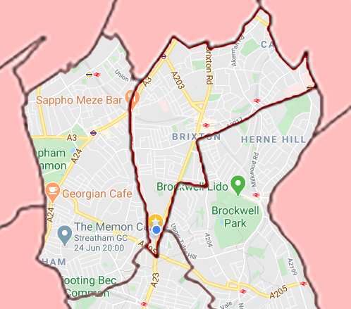 Today's Brixton Hill ward fell mostly into the Brixton seat, but part of the ward was then in the Borough of Wandsworth, so the parliamentary seats of Clapham and Streatham also cover the ward we know today. The Norwood constituency started on the other side of Brixton Hill