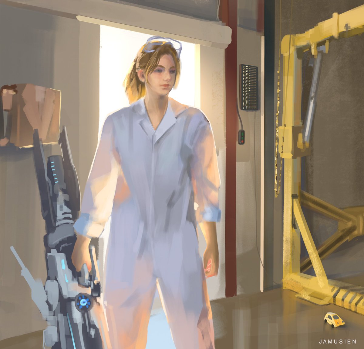 jamusien's tweet photo. Time for plan G with @SimoneGiertz and a million dollar #scifi leaf blower.
#digitalpainting #shittyrobot #shittyrobotnation https://t.co/kRNXfgxqK6