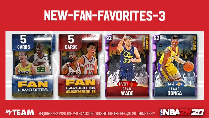 nba2k20lockerc8's tweet photo. 🚨 #LockerCode. Use this #code for a chance at Amy #IsaacBonga, Evo Amy #DeanWade, Fan Favorites Series I pack or a Fan Favorites Series II pack

Available for one week

For More #LockerCodes #NBA2K20 https://t.co/uxK7YKEb8J 

#nba #nba2k20  #NBA2K20LOCKERCODES https://t.co/HUQyz3D0sB