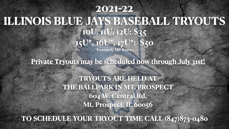 Last week of tryouts!  Final rosters for 15U&amp;16U and 10U&amp;11U will be posted.
Sign up @ballpark_mp by calling 847-873-0480.
Last day of tryouts are Weds. 7/29
For more info email ron@theballparkmp.com