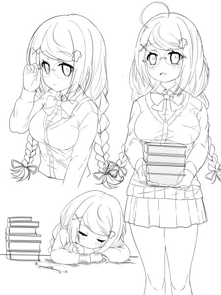 おさげ椎名さんに眼鏡かけさせたい絵を描いてた途中
そのうち色塗って仕上げる 