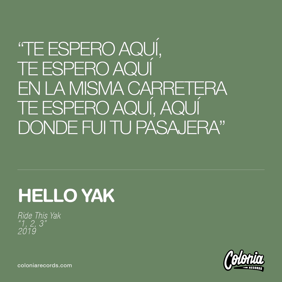 ColoniaRec's tweet photo. Aquí te espero... no es que podamos movernos mucho tampoco.

@HelloYakMusic
#SomosColonia #SomosMúsica #MúsicaColombianaParaElMundo https://t.co/6vD0C7CtB1