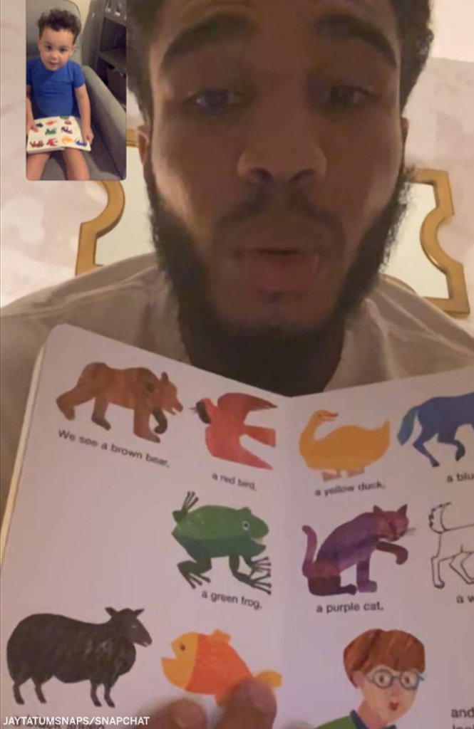 SportsCenter's tweet photo. Jayson Tatum reading to his son over FaceTime is so wholesome ❤

(via @jaytatum0) https://t.co/HWEUqiVq9T