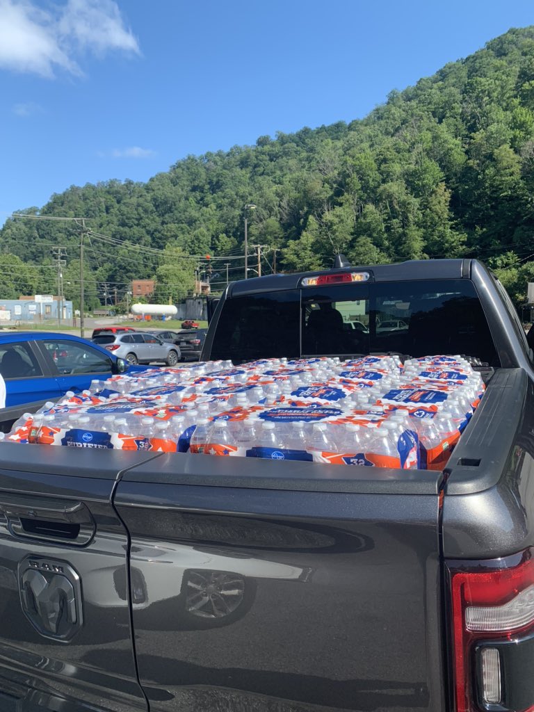 BenSalango's tweet photo. On Friday, I found out that Gary WV (population of approx. 815) didn’t have any water. 

So, today I loaded up my truck and delivered 300 gallons of it, totaling 2400 pounds. https://t.co/sAJd2pUbuD
