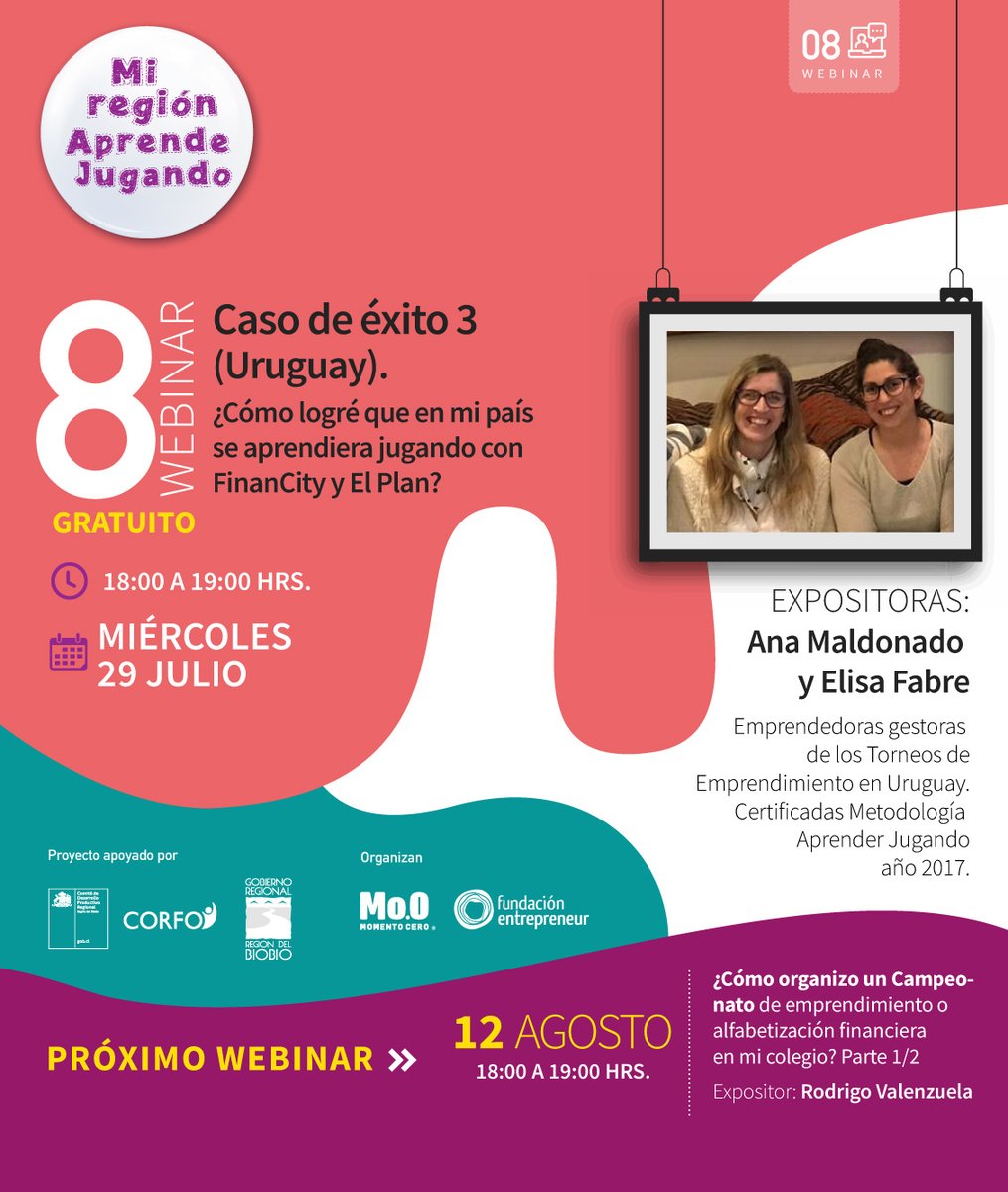Este miércoles, directamente desde Uruguay, tendremos un nuevo webinar. 

¡No te lo pierdas!

Inscripciones aquí:  us02web.zoom.us/webinar/regist…

#MomentoCero #Cordo #Biobio #aprenderjugando