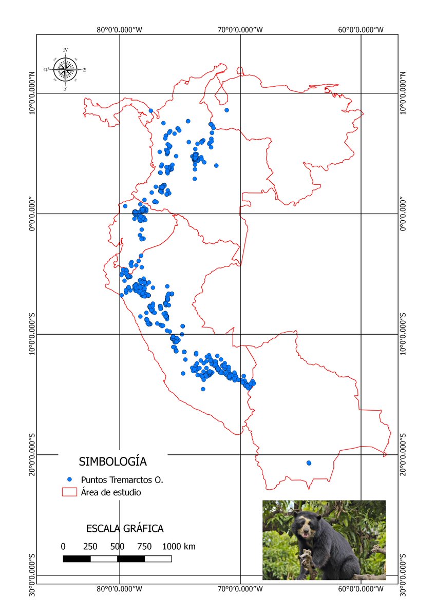 IvanPalacios_5's tweet photo. Actividad 1 Puntos de presencia de la especie Tremarctos ornatus, realizado en el curso "Modelamiento de distribución potencial de avifauna con QGIS, DIVAGIS, MaxENT y R", desarrollado por la empresa @HelpGIS.
#GIS #HelpGIS #MDE_Avifauna #Puntos_de_presencia #Tremarctos_ornatus https://t.co/ftnwnlDxTy