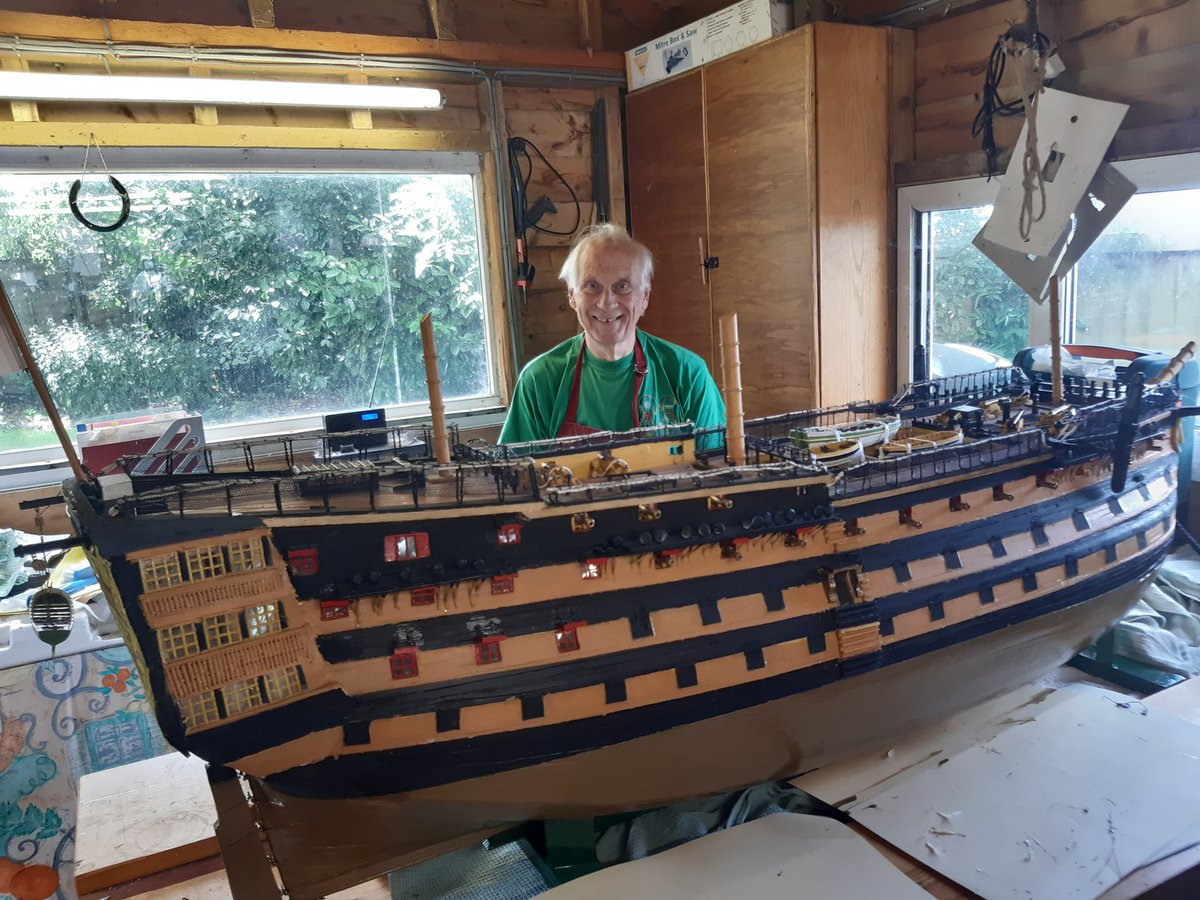 Thread. My Dad is 80.5 years old. In 1972 he started building a model of  #HMSVictory at 1 to 48' scale.