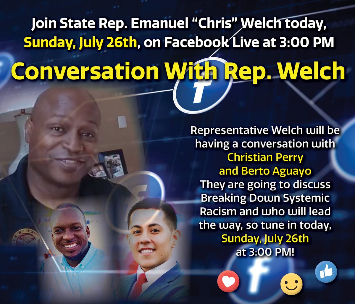 Join me for a great conversation TODAY at 3pm with two dynamic leaders. Christian D Perry and <a href="/BertoAguayo/">Berto Aguayo</a> will impress you.  You don’t want to miss it!  #RepWelch #HeretoHelp #Conversations