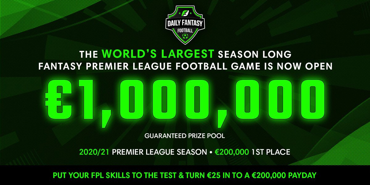 FanTeamOfficial's tweet photo. 💶💶 ... IT’S HERE ... 💶💶

The World’s largest season long Fantasy Premier League game is now OPEN for the 2020/21 PL season.

The GUARANTEED prize pool is:

€1️⃣,0️⃣0️⃣0️⃣,0️⃣0️⃣0️⃣

The 1st place winner will receive:

€2️⃣0️⃣0️⃣,0️⃣0️⃣0️⃣

✅ Register now at https://t.co/SYxvLrmTgj https://t.co/VhejH8Gfdc