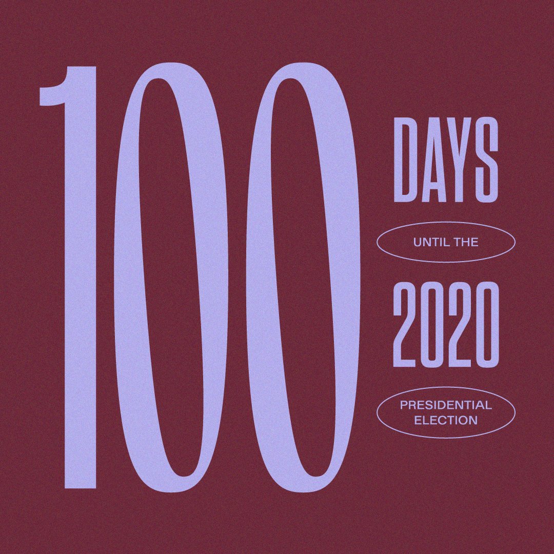 The 2020 presidential election is in 100 days. If you are voting by mail and want your vote to be counted the election is in 86 days (October 20th). #VoteBlue #Vote2020