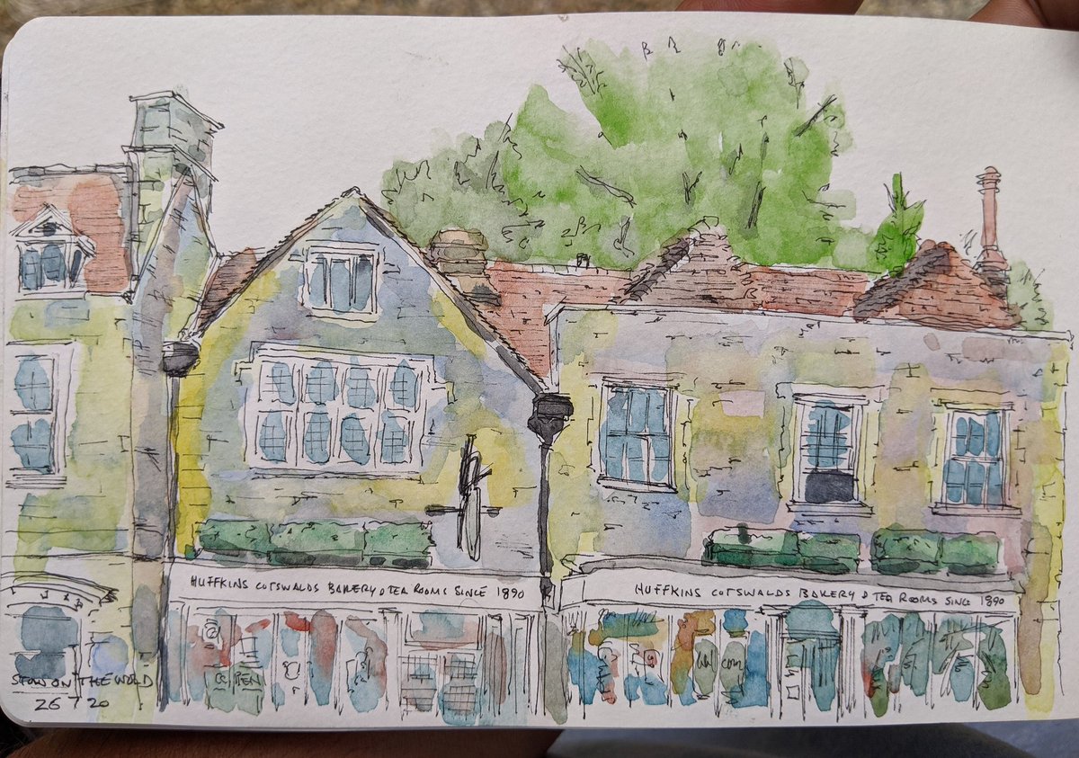 I can highly recommend the cakes they sell.  Don't ask how I know. Stow-on-the-Wold 

#cake #bakery #historic #architecture #art #sketch #moleskine #painting #traveljournal #illustration #StowontheWold