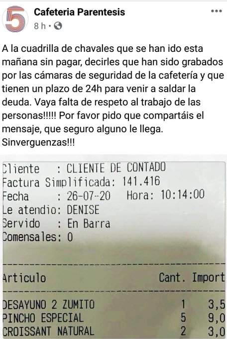 Cuetano68's tweet photo. 👉 EXCLUSIVA 👈
¡ La Cafetería Paréntesis @parentesis_cafe de #CastroUrdiales #Cantabria da 24 horas de plazo a unos SINVERGUENZAS, que se fueron sin pagar sus consumiciones !

@Eleutheria119 @AhoraCantabria @egojero @_Agencia6 #GuardiaCivil #policia @h50digital @TamaraLempicka4 https://t.co/sNJfYzaGa0