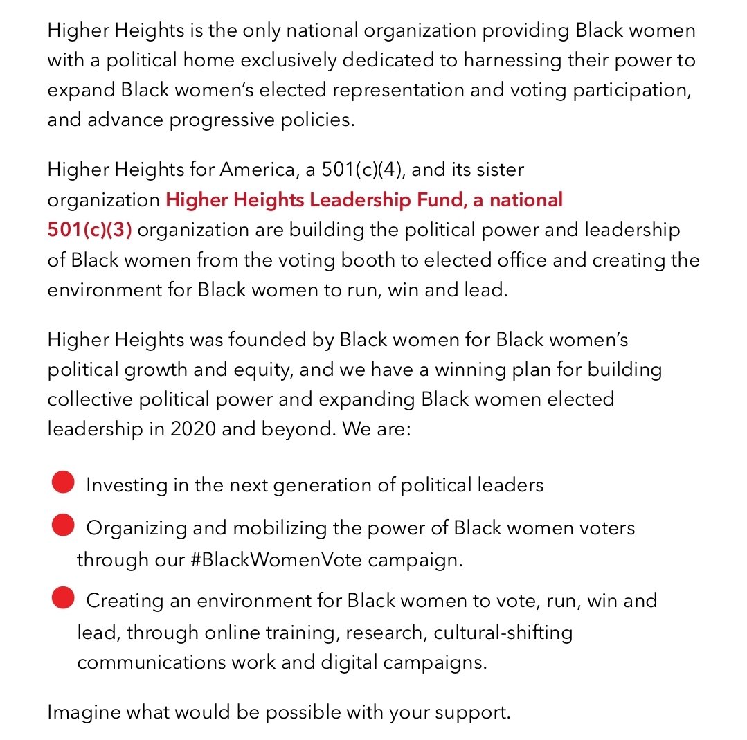 I want to shout out a few Black political orgs helping get Black candidates elected.  @HigherHeights supports Black women &  @CollectivePAC supports Black men and women running for office. Both organizations have winning track records building a pipeline of Black electeds. 3/