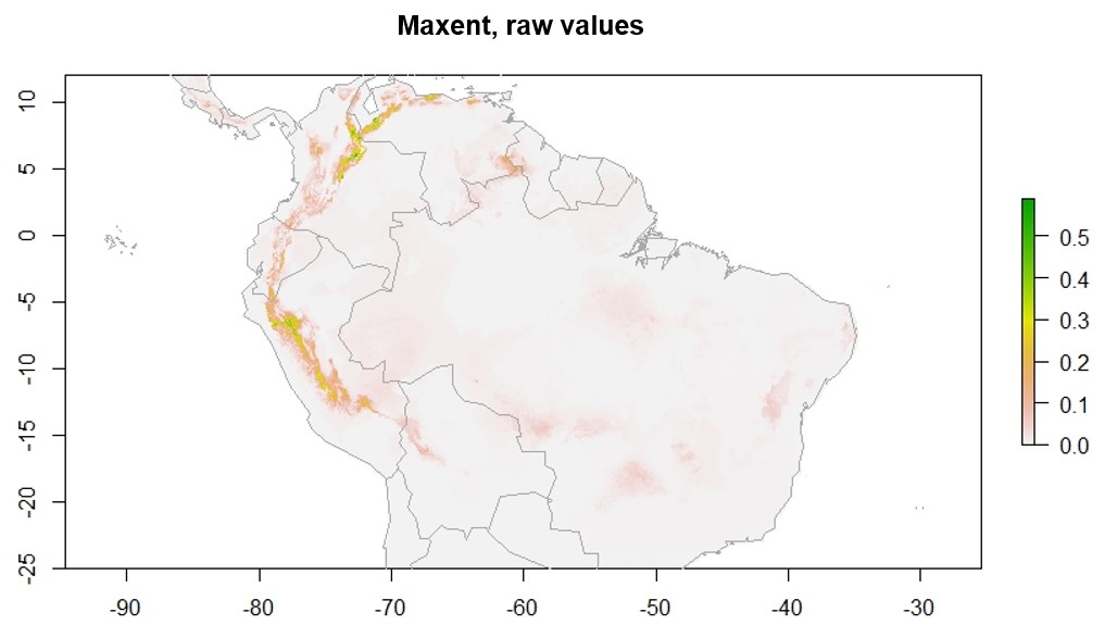 IvanPalacios_5's tweet photo. Actividad 5 MDE en R de la especie Tremarctos ornatus realizado en el curso "Modelamiento de distribución potencial de avifauna con QGIS, DIVAGIS, MaxENT y R" desarrollado en la empresa @HelpGIS
#GIS #HelpGIS #MDE_Avifauna #R_MaxENT_Bioclim_Domain_Regresión #Tremarctos_ornatus https://t.co/bKLgx9hoRh