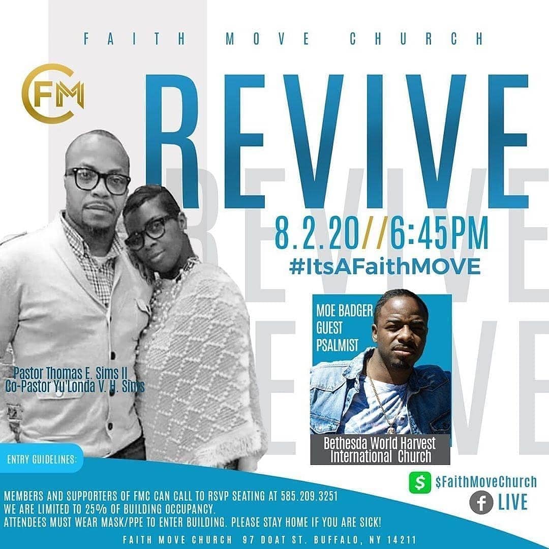 IAmYuLondaSims's tweet photo. FAITH HAPPENINGS‼️
Check out what's happening at FMC‼️SEATING IS LIMITED TO 25% OCCUPANCY‼️ YOU MUST CALL TO RSVP YOUR SEAT 585.209.3251. MEMBER'S, SUPPORTER'S &amp; GUESTS OF FMC MUST WEAR MASK/PPE TO ENTER. #FMC #ReOpen #REVIVE #ItsAFaithMOVE https://t.co/v3KH6thzSs