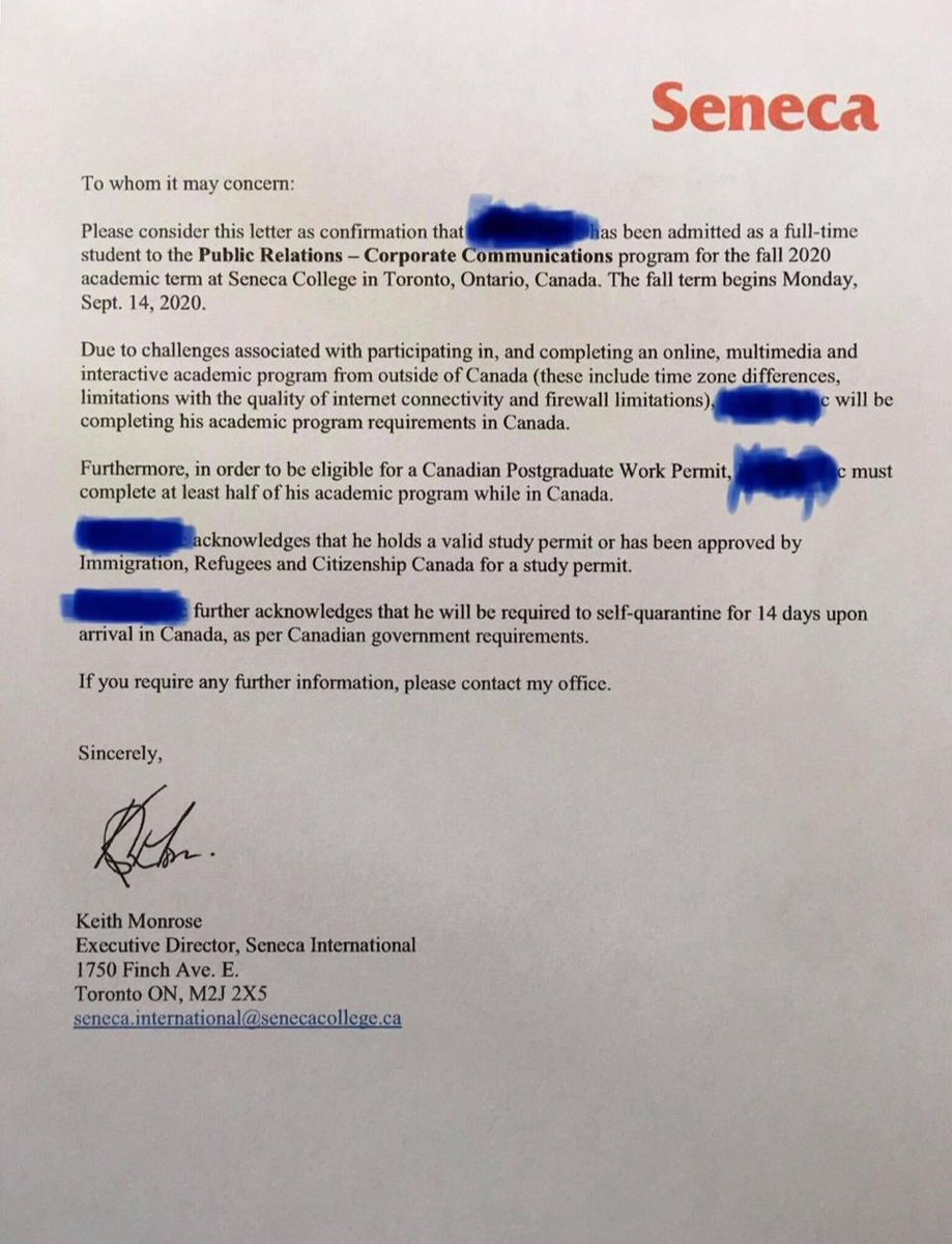 Here are few more support letter by other colleges that I'm adding for your reference.

#AllowStudentsToTravelToCanada