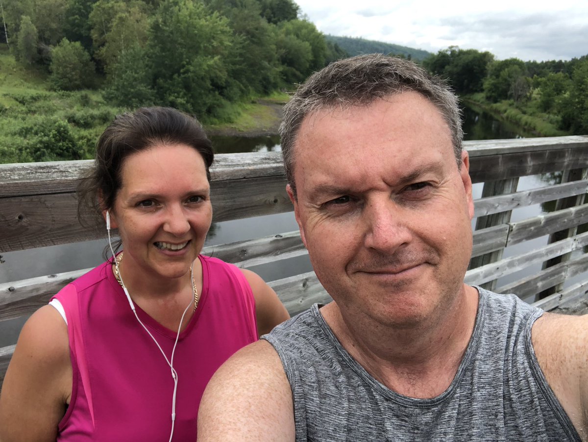 Andrew__Holland's tweet photo. The virtual July race #WhatAlesYouRun is in the books. The medal is nice. The company with @HeleneHHolland & @trailwaybrewing is better! Thanks to @FrederictonBeer @Lloyd_Chambers #running #beer #summer https://t.co/ZFqMDGXDTc